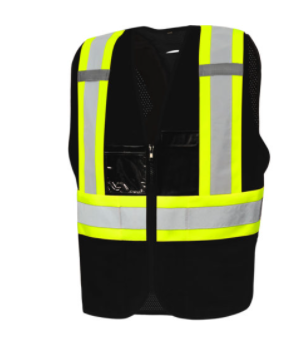Solid Front/Mesh Back Safety Vest with Zipper, 4