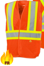 5 Pt. Tearaway FR Traffic Vest, Mesh, 4' Refl. Tape, Orange, Large