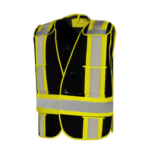 5Pt. Tear-Away, Solid Safety Vest, Black,4" RT