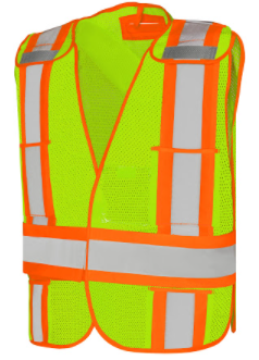 5 Pt. Tear-Away Safety Vest, 5 Pockets, Mesh, 4