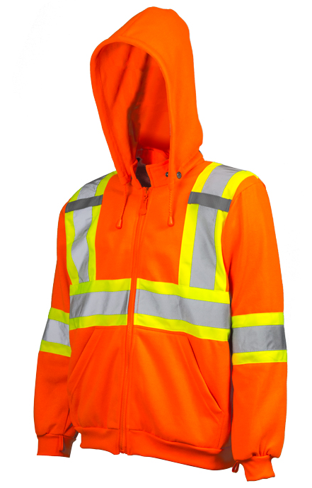Hi-Vis Traffic Hoodie with Detachable Hood - Orange