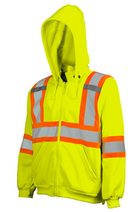 Hi-Vis Traffic Hoodie with Detachable Hood - Lime Green