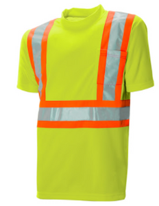Traffic T-Shirt, Poly, Lime, 4in RT Tape