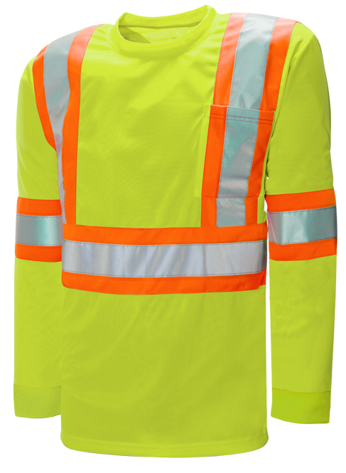 Long Sleeve Traffic T-Shirt - Lime Green
