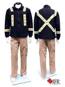 IFR Workwear Inc. - Full Zip FR Striped Fleece Jacket - Navy
