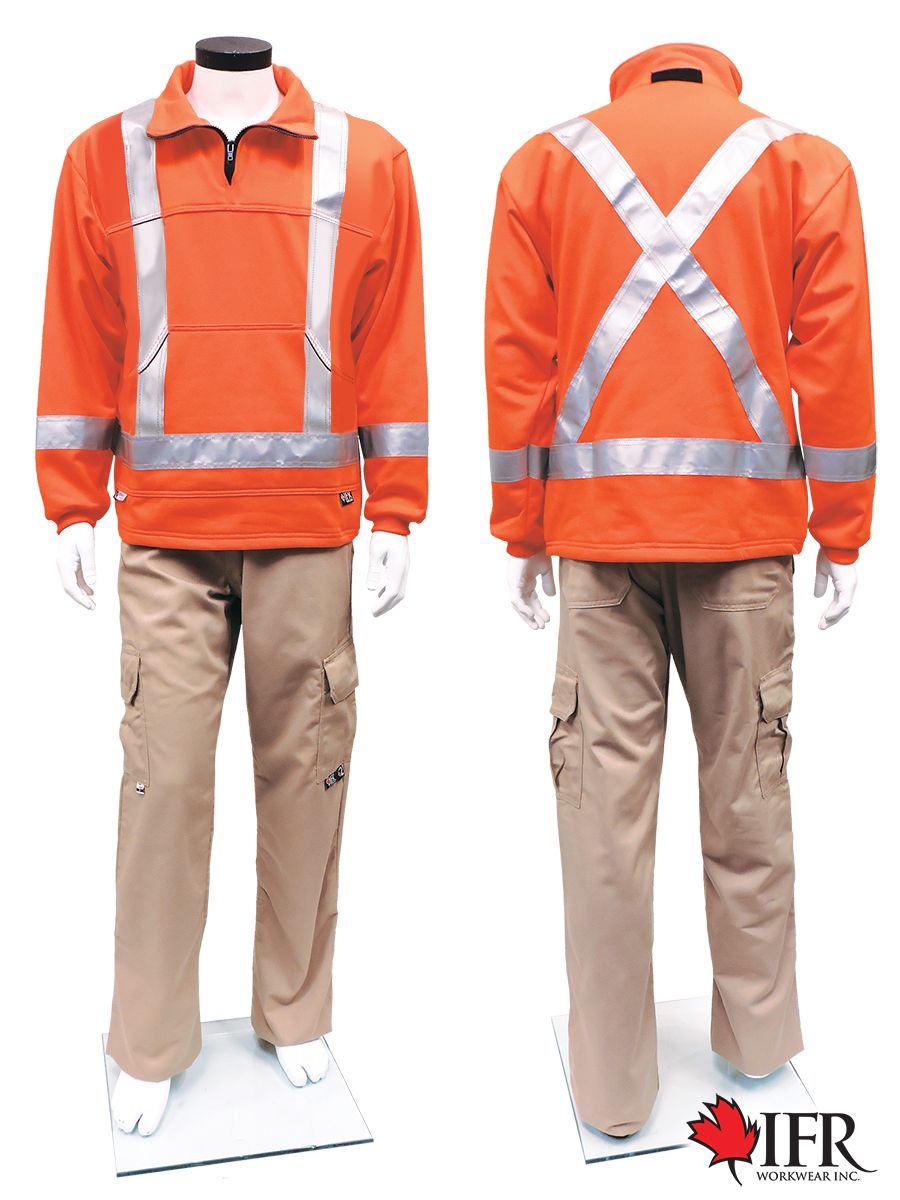 IFR Workwear Inc. - Striped Fleece Pullover - Orange