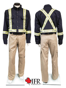IFR Workwear Inc.  - Ultrasoft® 7 oz Deluxe Striped Work Shirt - Navy